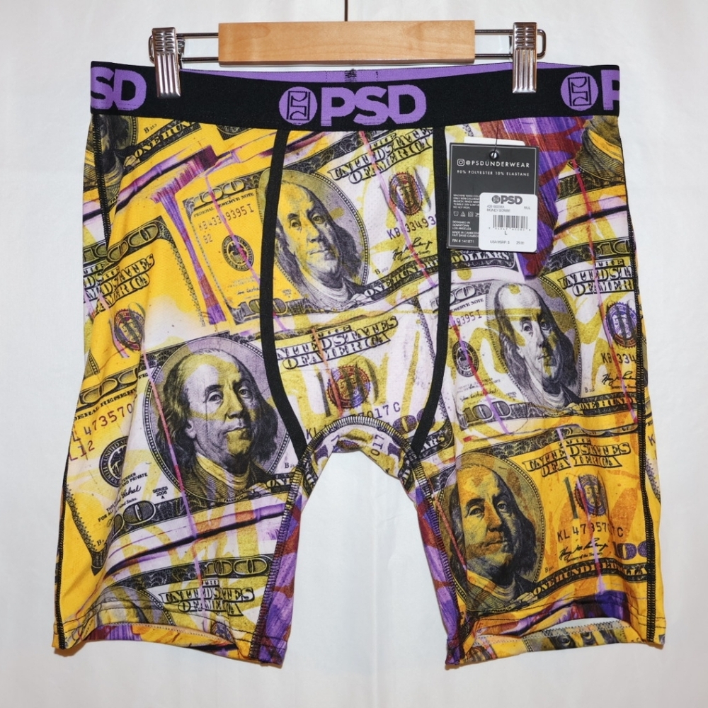 PSD Purple Money Drip Boxer Briefs. Large. NWT.